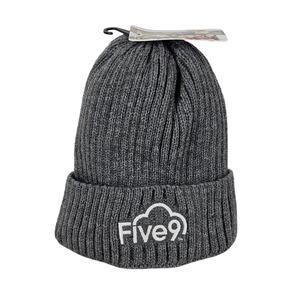 FIVE9 GRAY KNIT BEANIE – EMBROIDERED LOGO – ONE SIZE – 100% ACRYLIC - NWT